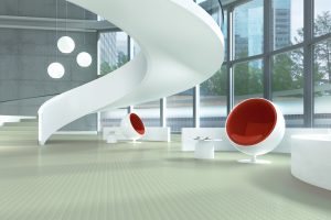 Gummigulv i futuristisk hovedkvarter for virksomhed